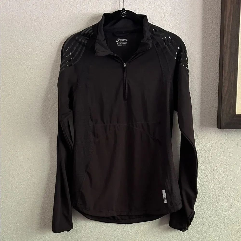 ASICS Black Reflective Quarter-Zip Top Sz XL